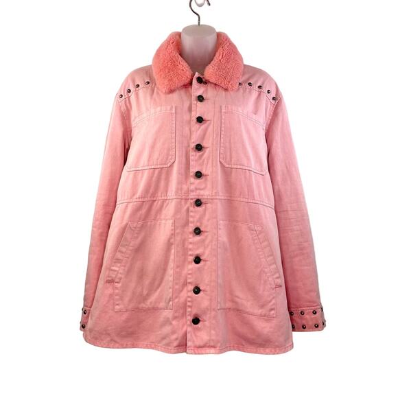 Cinq a Sept Studded Julia Jacket Shacket Pink Denim Western - Picture 1 of 14